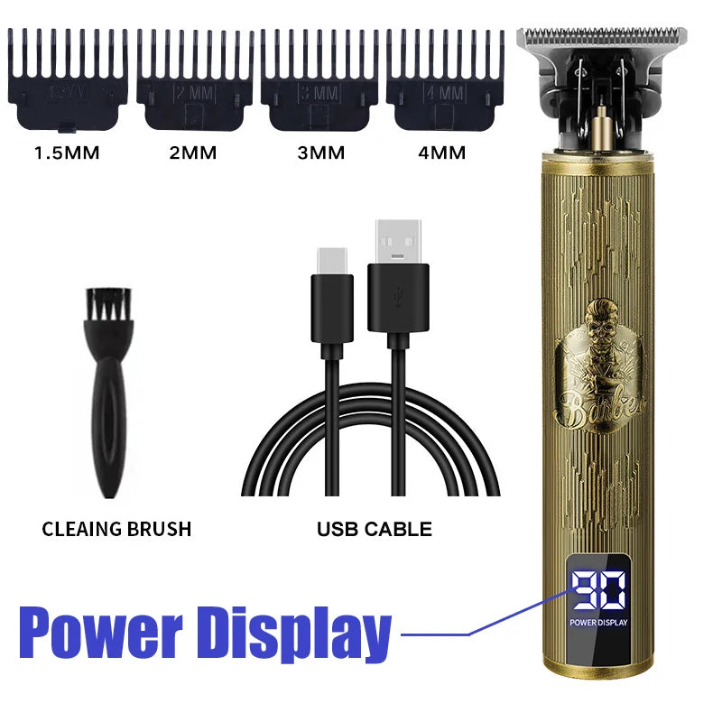 New Retro T9 Hair Clipper For Men, Electric Shaver, Rechargeable Hair Clipper, Portable Cordless Beard Trimmer