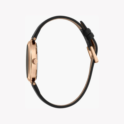 Esprit Women's Black Leather Watch, Black Dial | Es1l035m0015